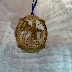 Cape Hatteras Lighthouse Christmas Tree Ornament Gold Metal